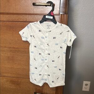 Carter's Light Gray Baby Romper with Animal Pattern